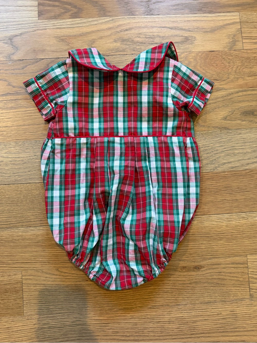 Classic Whimsy Christmas Red & Green Plaid Bubble Romper